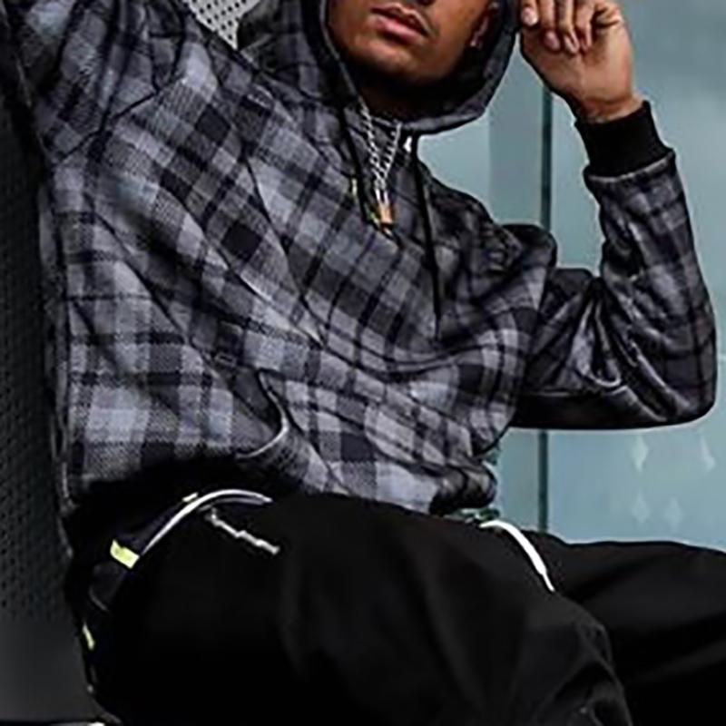 Fashion Classic Check Hooded Pullover Sweatshirt