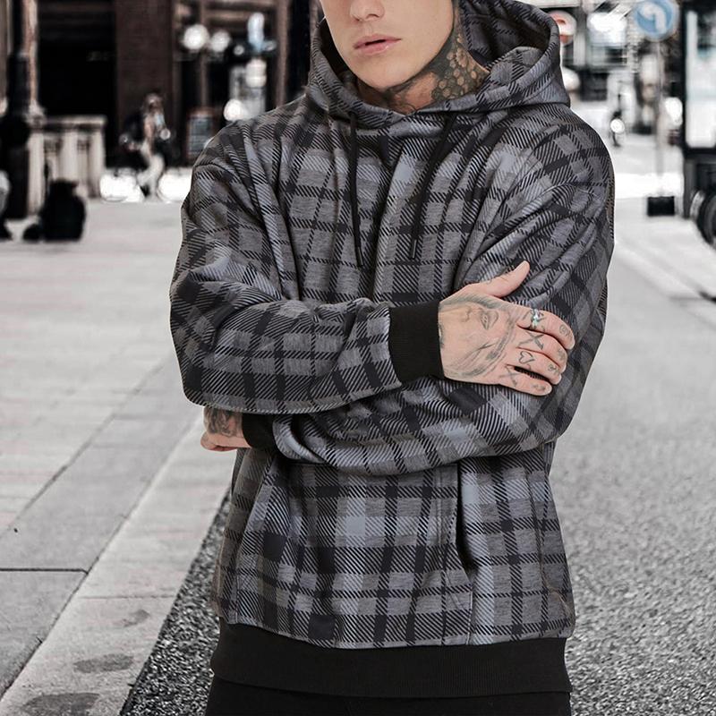 Fashion Classic Check Hooded Pullover Sweatshirt