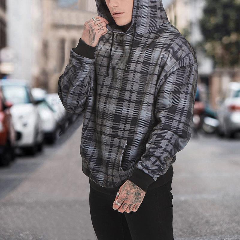 Fashion Classic Check Hooded Pullover Sweatshirt