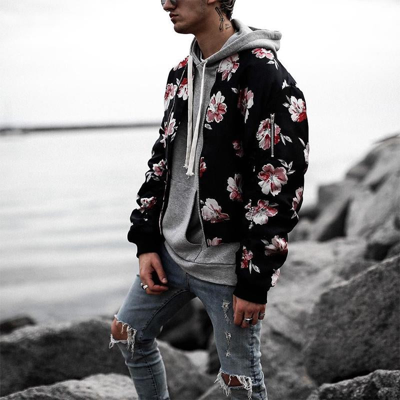 Fashion Man's Autumn Printed Colour Jacket