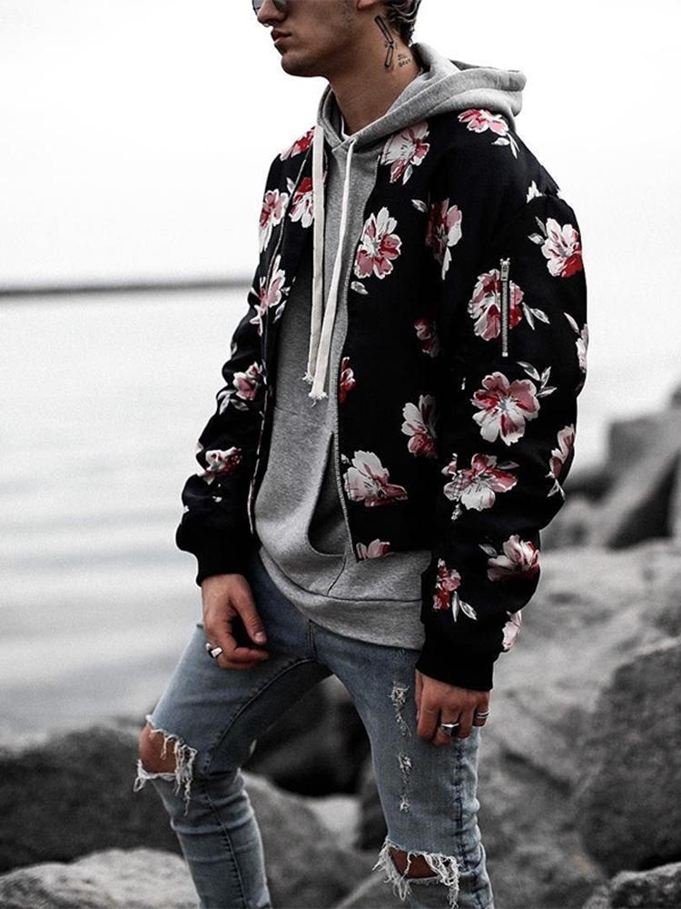 Fashion Man's Autumn Printed Colour Jacket