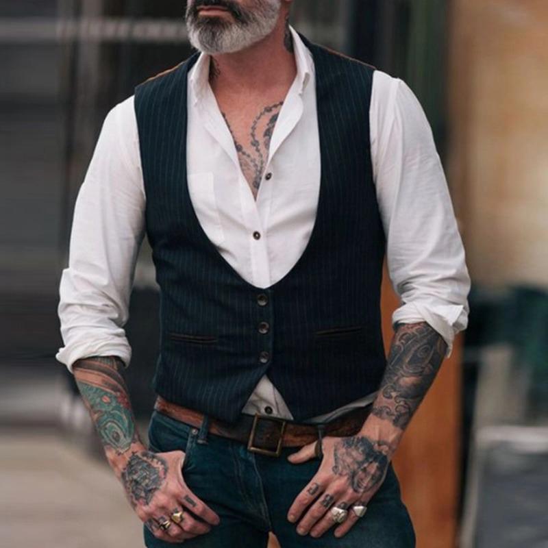 Men's Vests In Casual Vertical Stripes