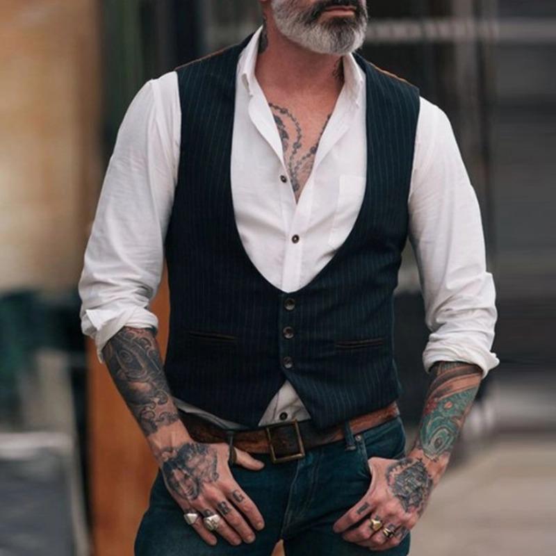 Men's Vests In Casual Vertical Stripes