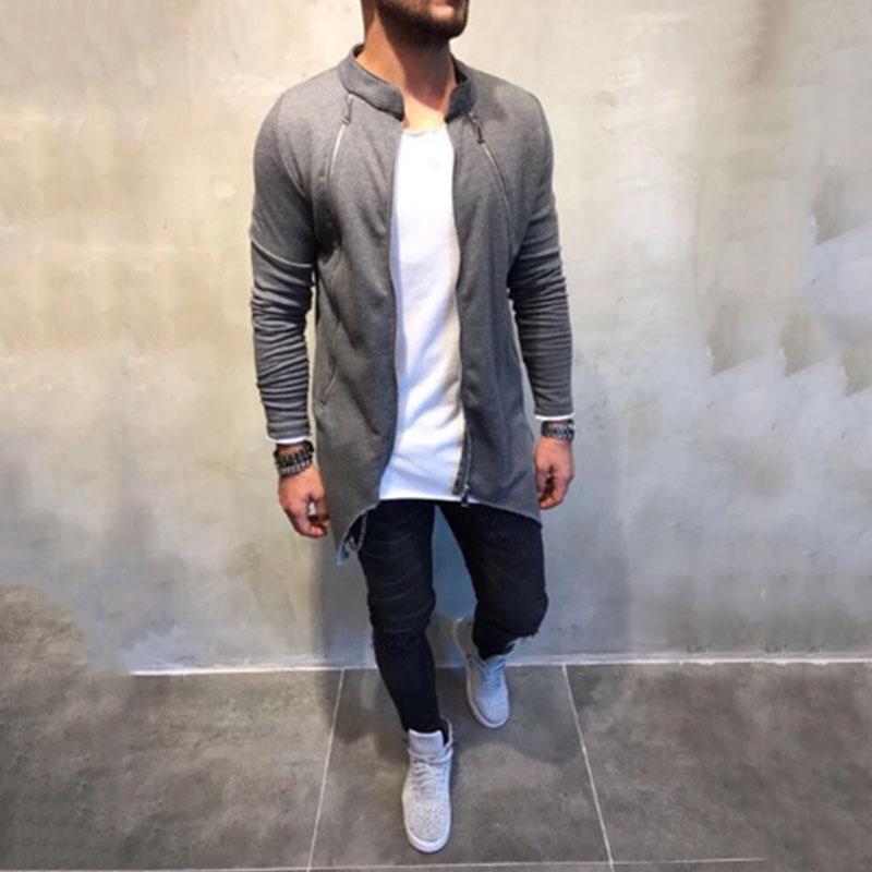 Casual Long Zip Windbreaker Jacket