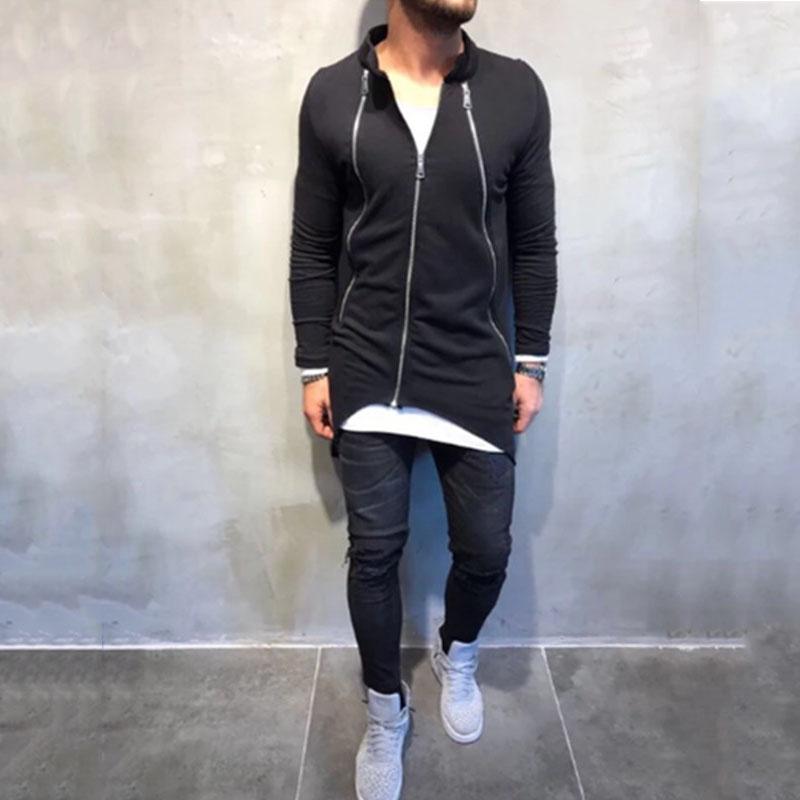 Casual Long Zip Windbreaker Jacket