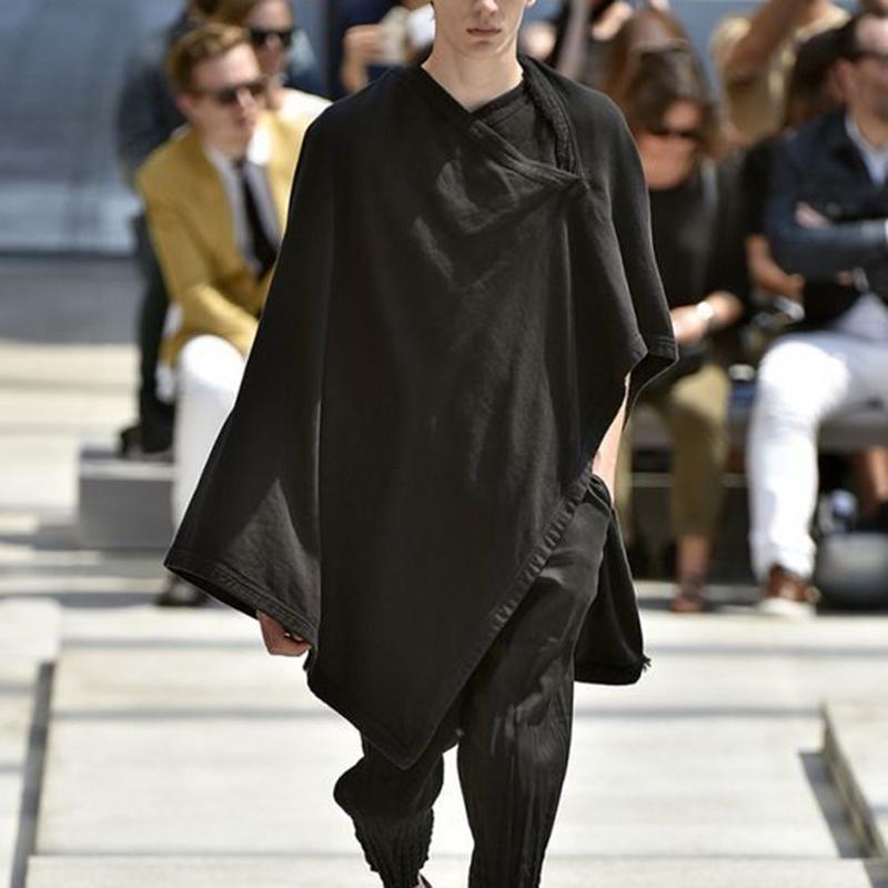 Fashion Irregular Cloak Loose Black V Neck Sweater