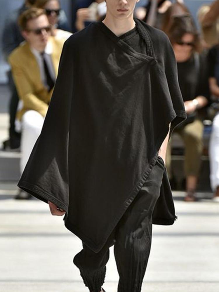 Fashion Irregular Cloak Loose Black V Neck Sweater