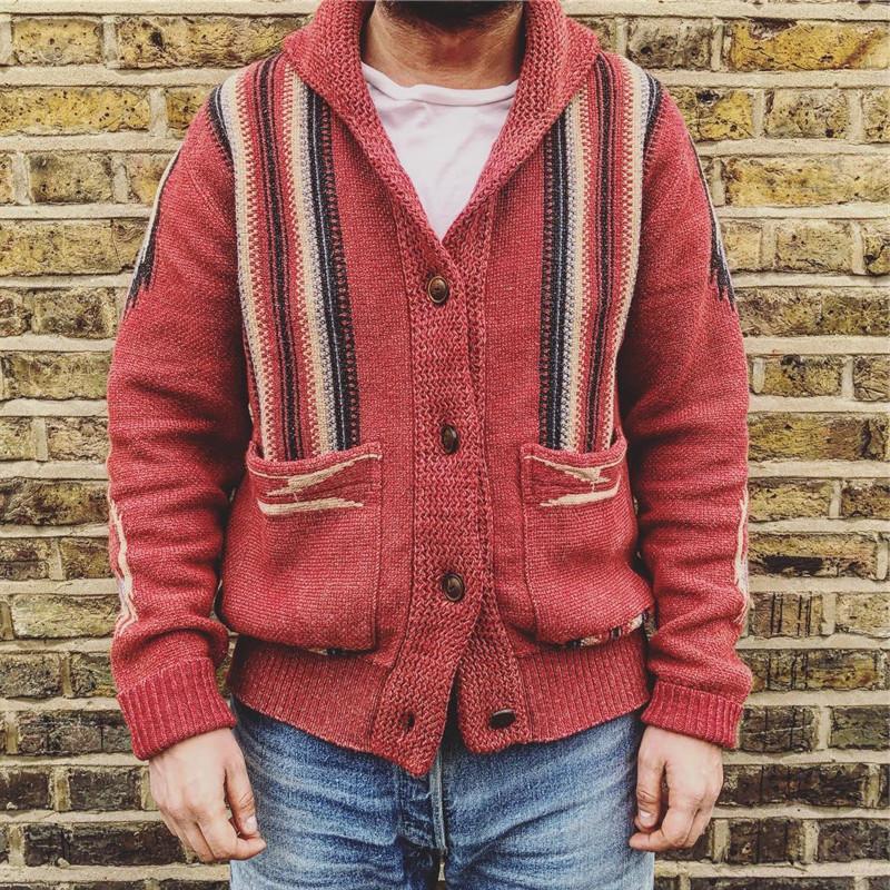 Autumn And Winter Print Pocket Knit Top