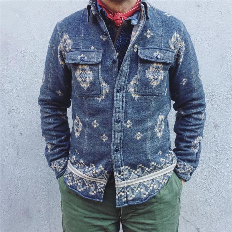 Autumn And Winter Lapel Print Jacket