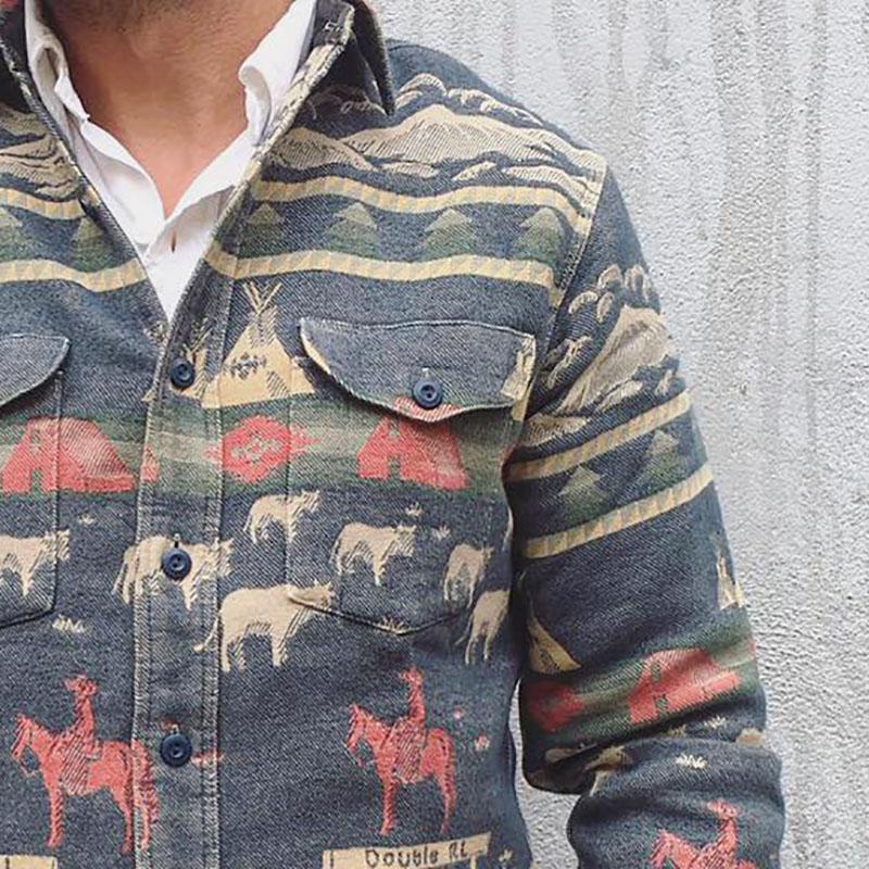 Men's Printed Pocket Button Jacket
