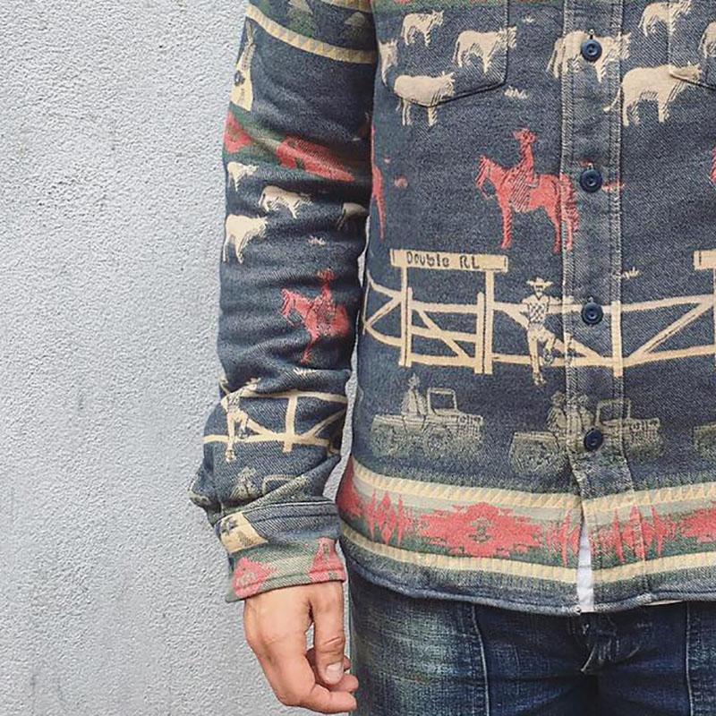 Men's Printed Pocket Button Jacket