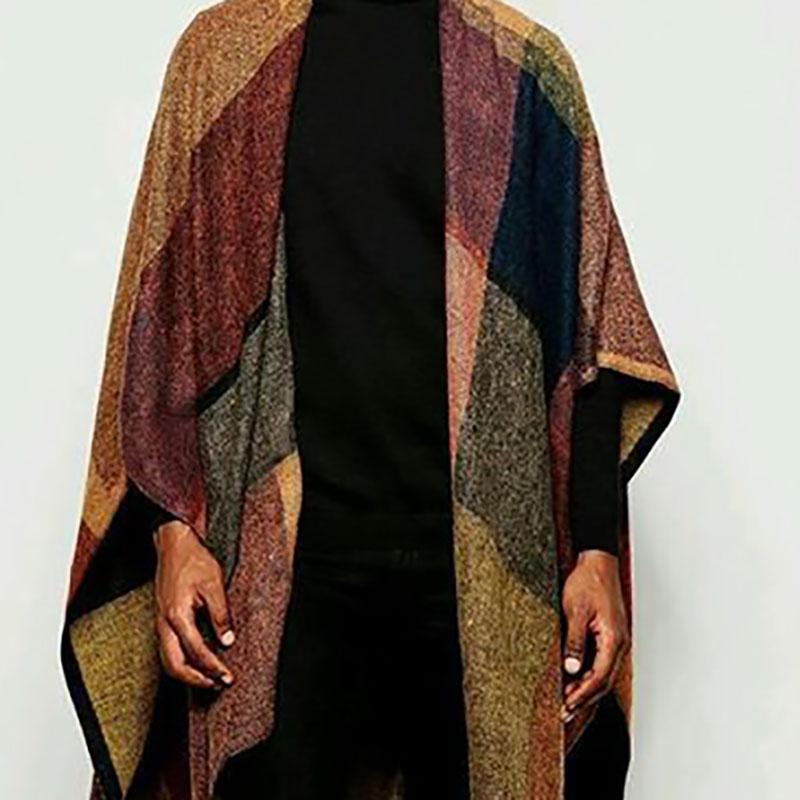 Fashion Splicing Plaid Loose Shawl