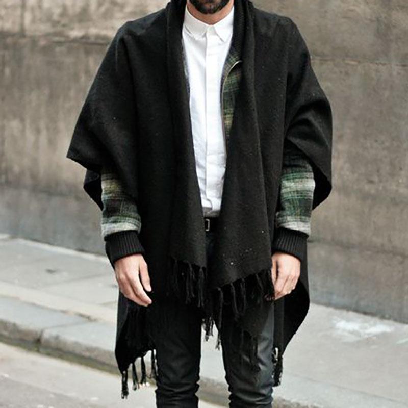 Men's Solid Color Tassel Shawl