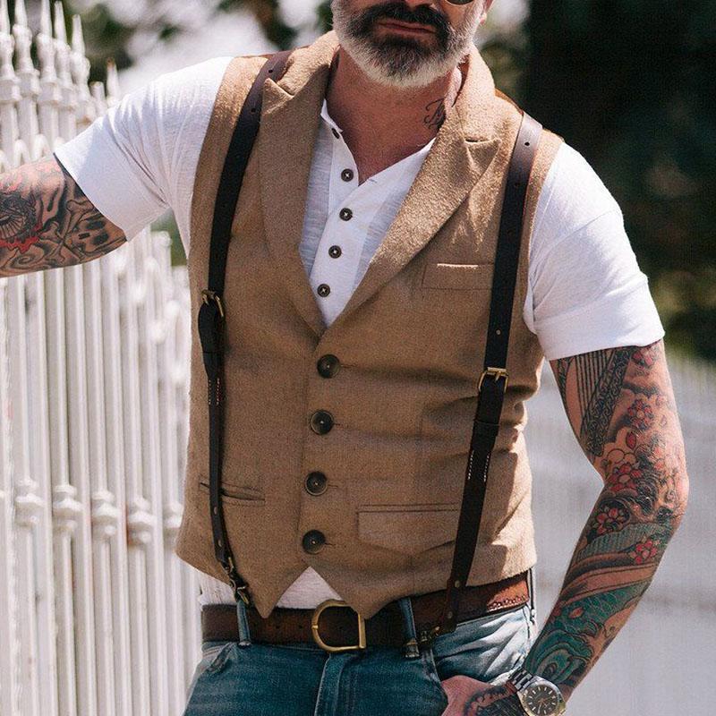 Men's Pocket Single Row Button Vest