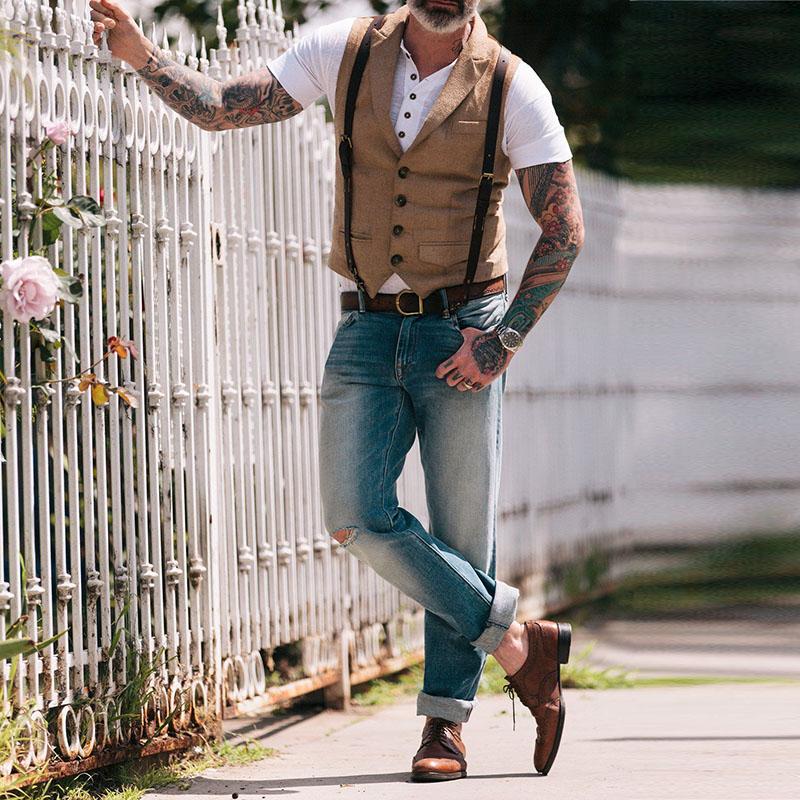 Men's Pocket Single Row Button Vest