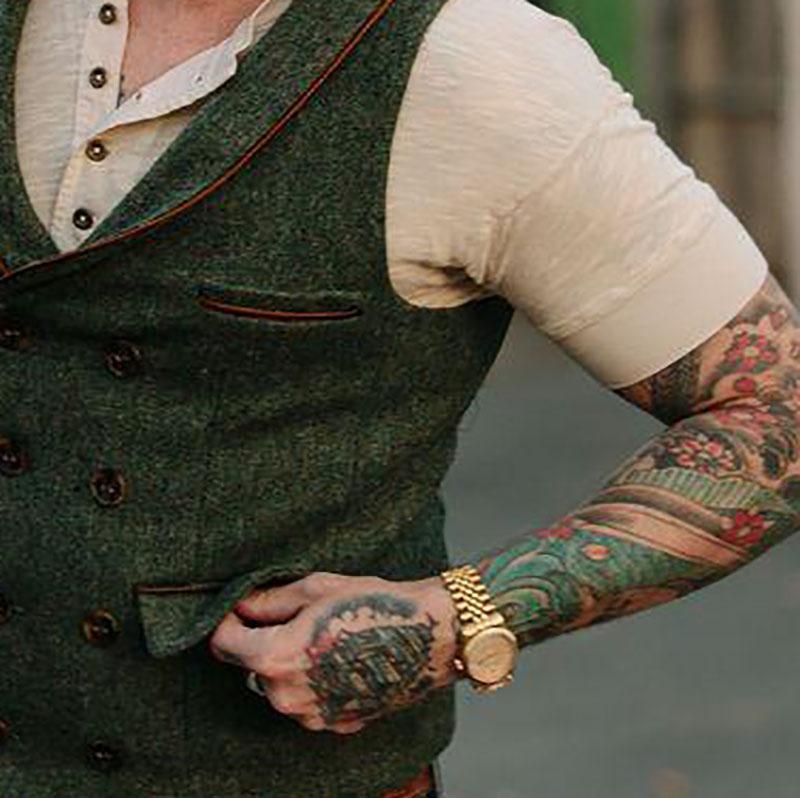 Simple Edging Contrast Double-Breasted Vest