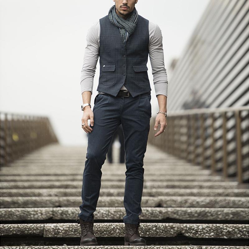 Commuting Plaid Single-Breasted Vest