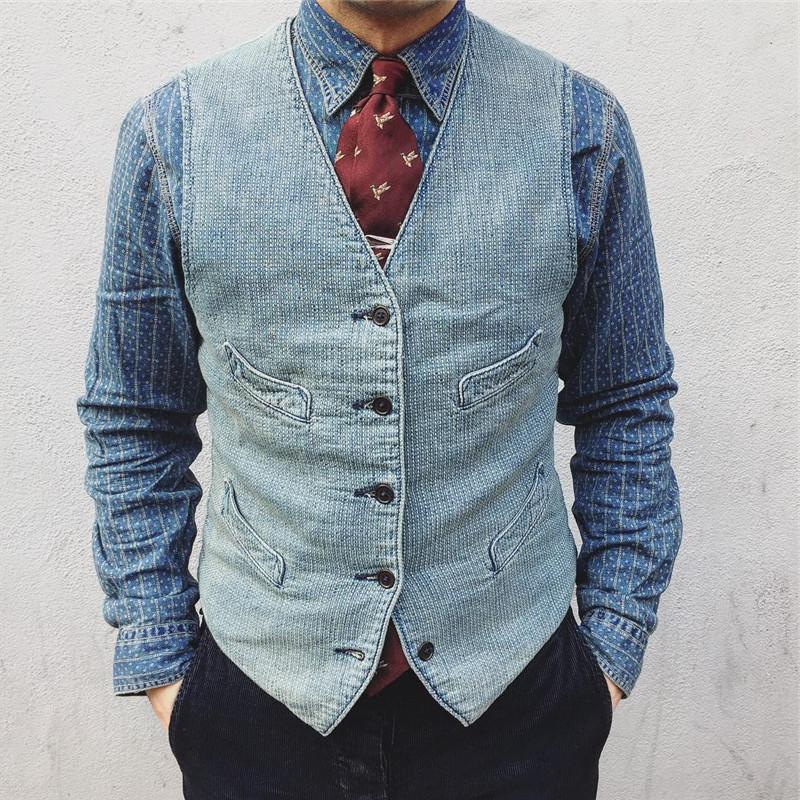 Men's Pocket Denim Vest