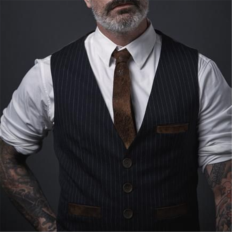 Men's Striped Pocket Vest