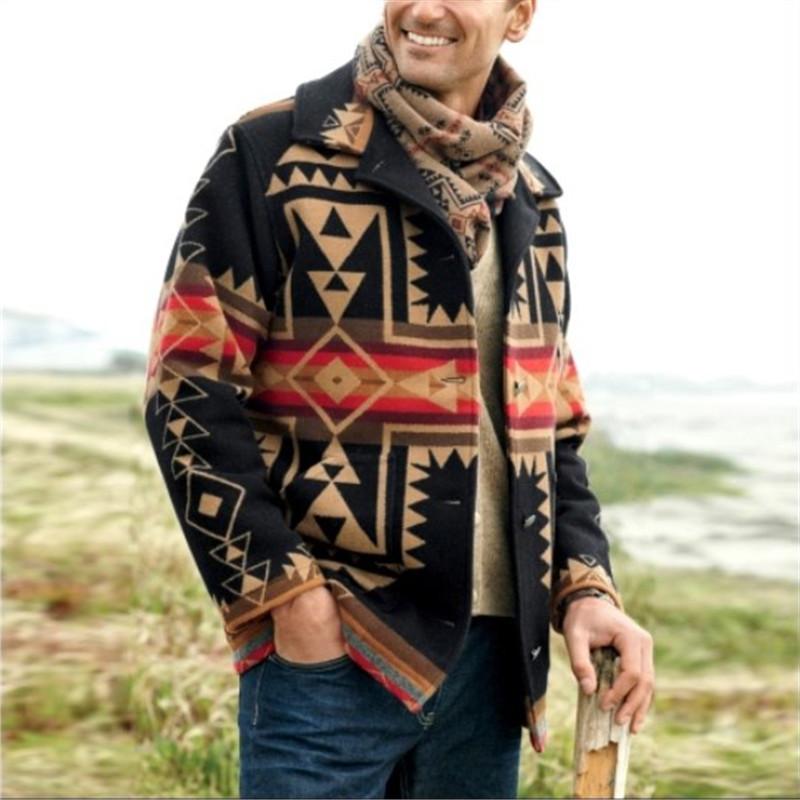 Men's Lapel Print Jacket