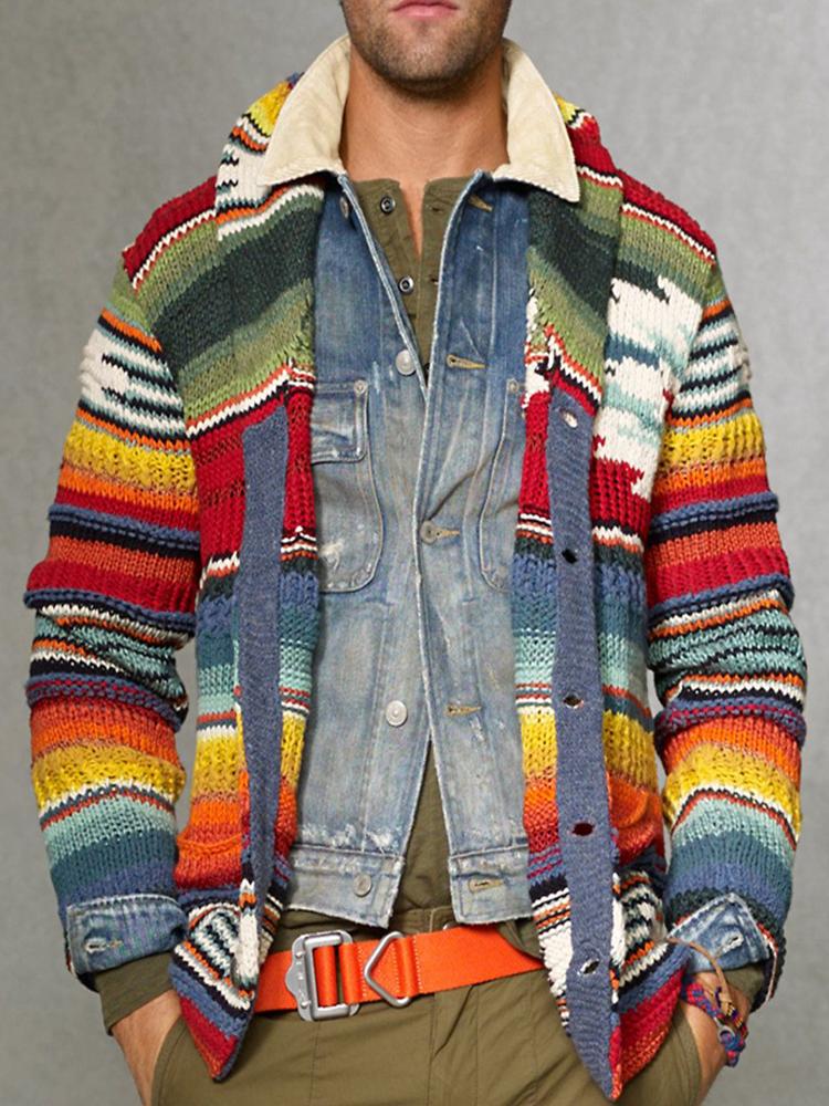 Fashion Rainbow Colorblock Knit Sweater