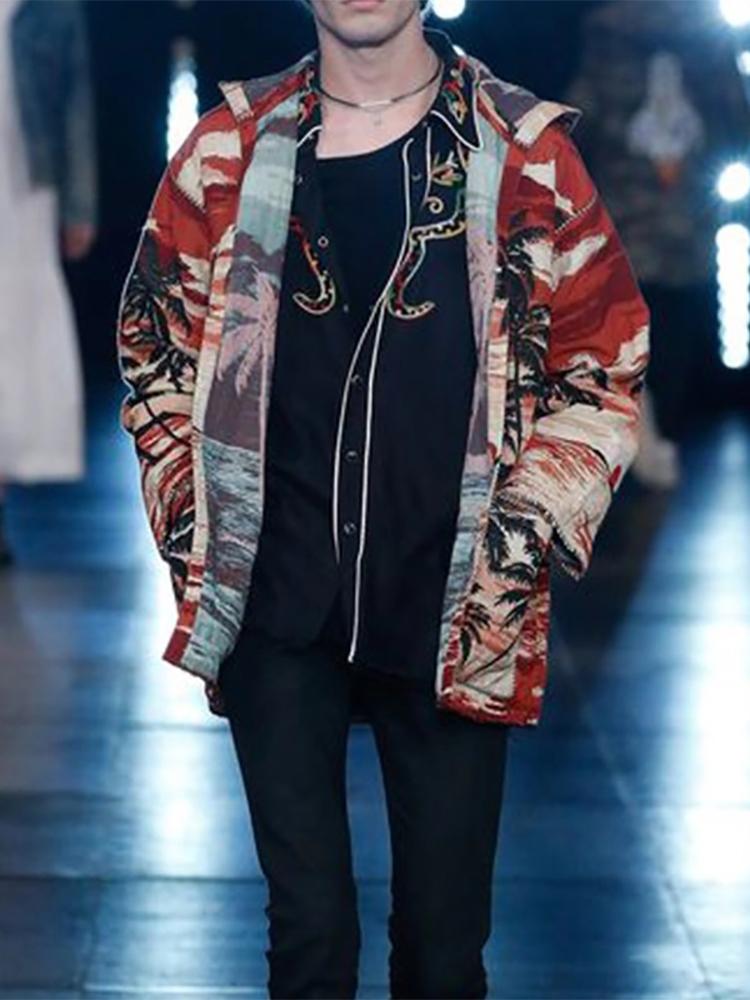 Fashion Printed Hooded Loose Windbreaker