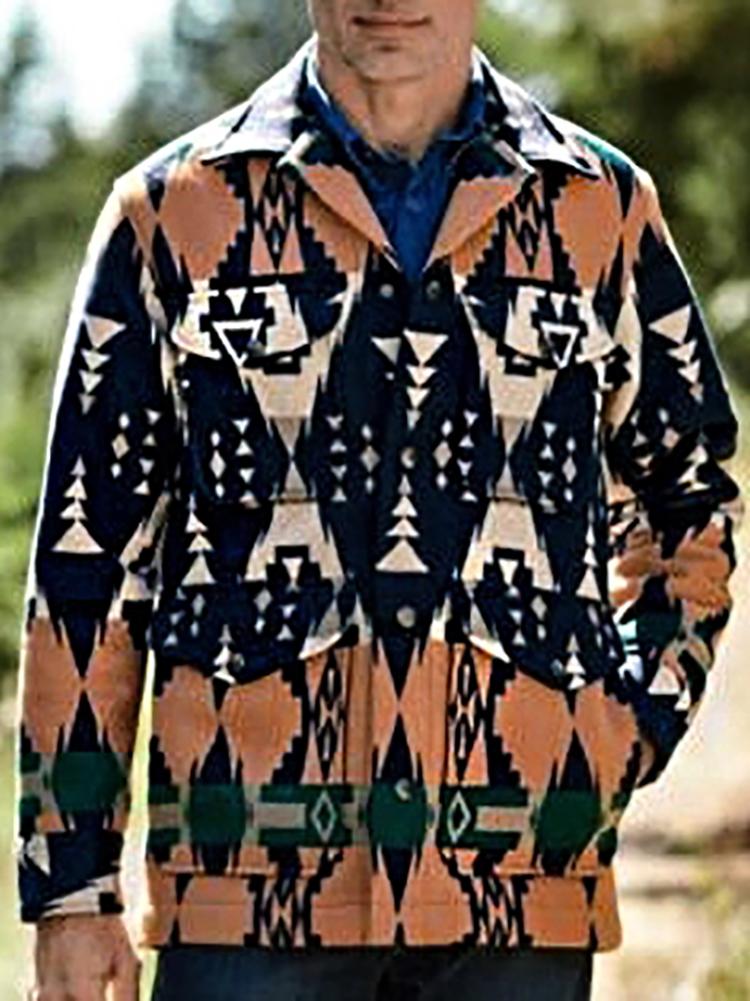 Fashion Printed Long Sleeve Lapel Jacket