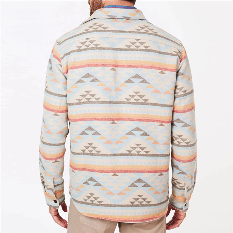 Fashion Printed Lapel Flap Pocket Shirt