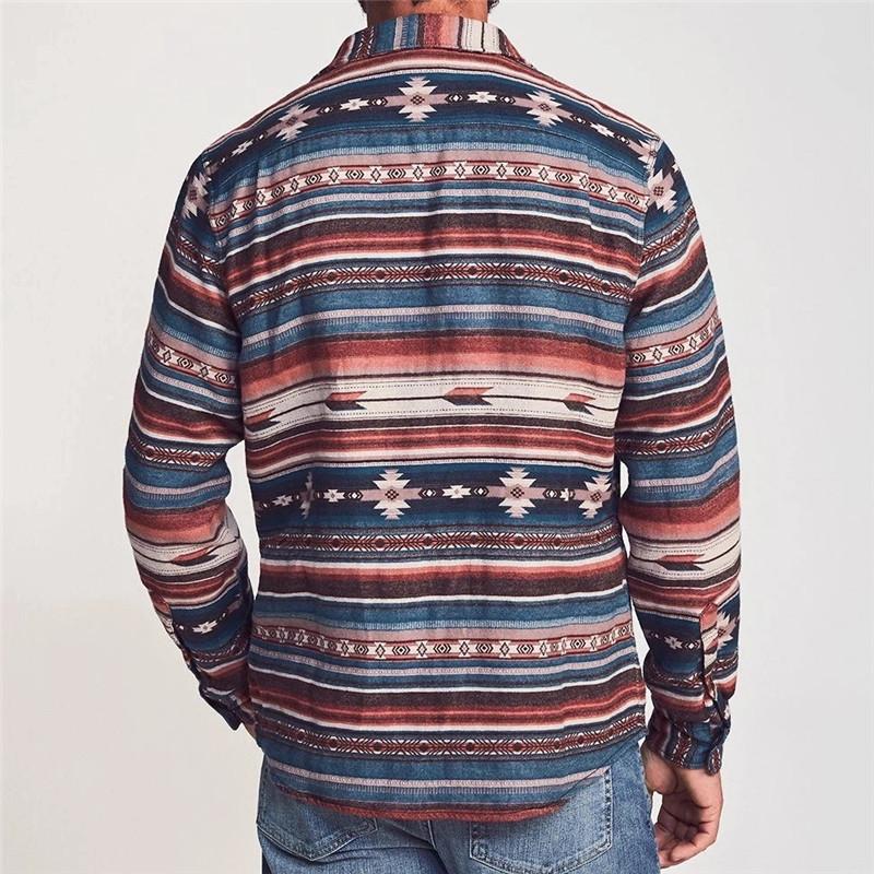 Vintage Printed Long Sleeve Lapel Shirt