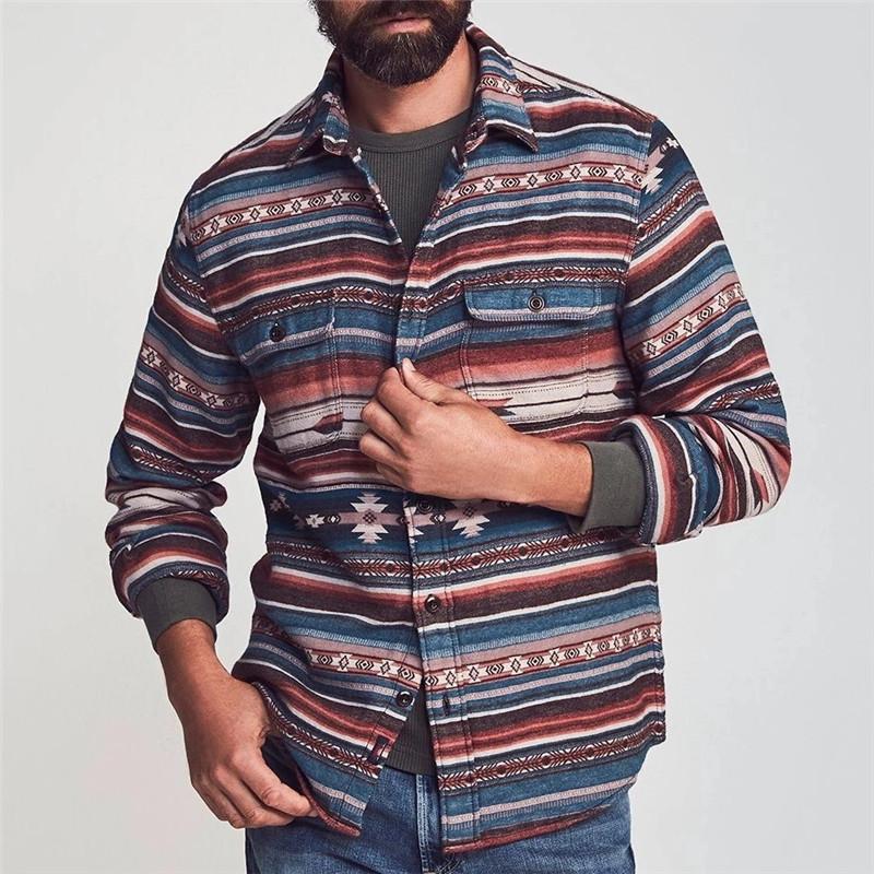 Vintage Printed Long Sleeve Lapel Shirt