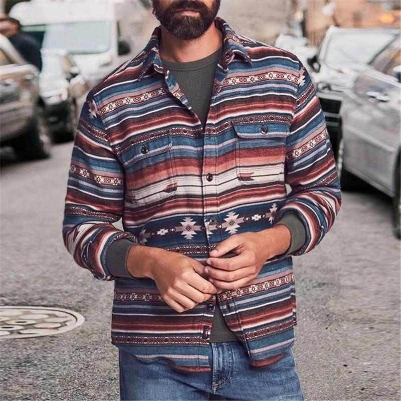 Vintage Printed Long Sleeve Lapel Shirt