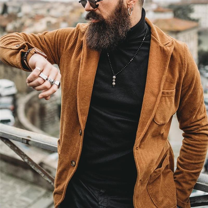 Men's Fashion Solid Color Corduroy Suit