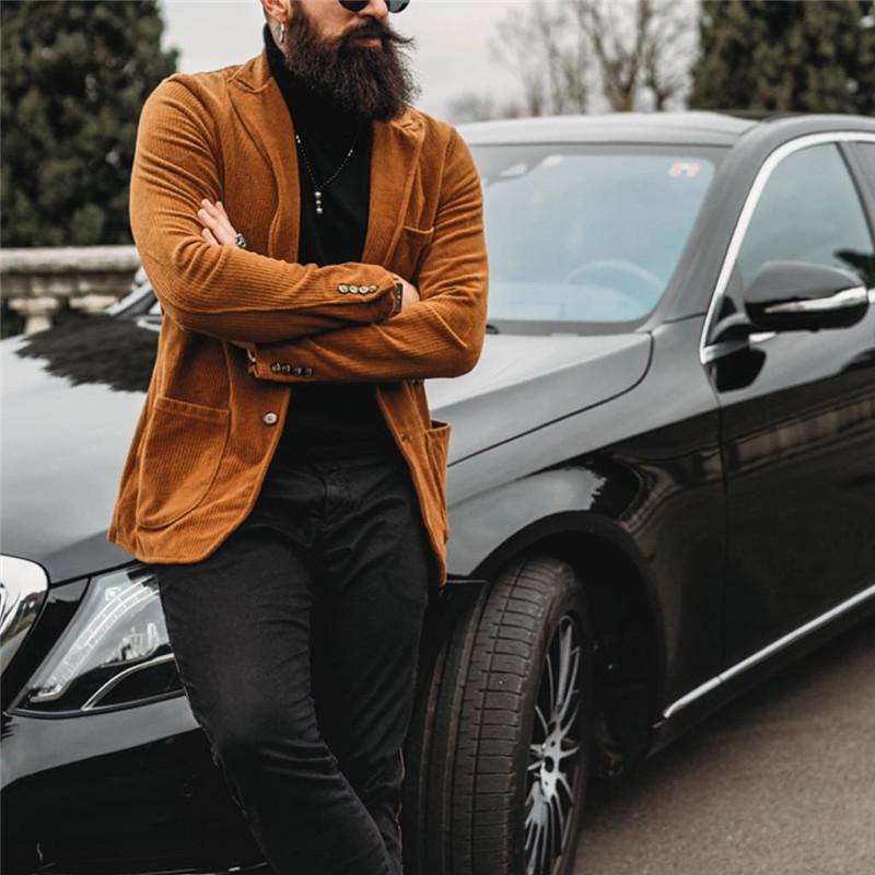 Men's Fashion Solid Color Corduroy Suit