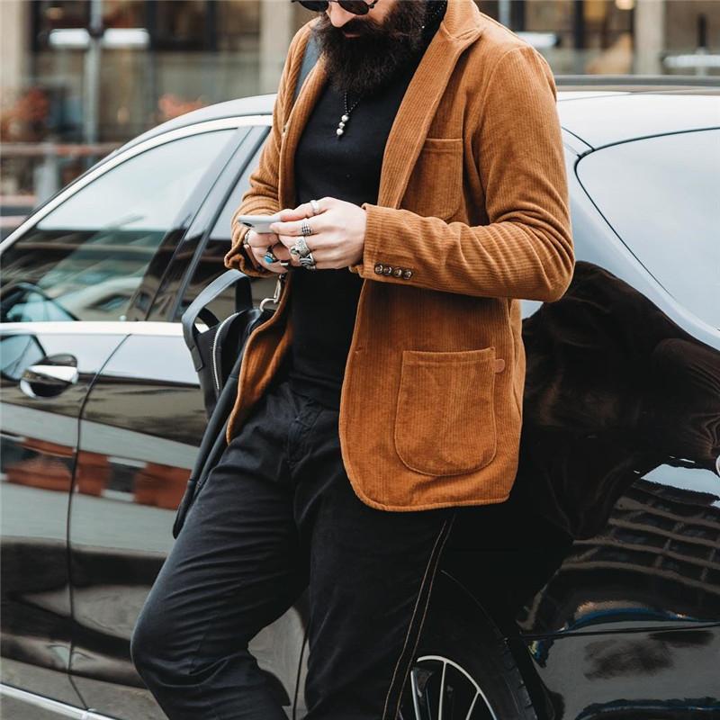 Men's Fashion Solid Color Corduroy Suit