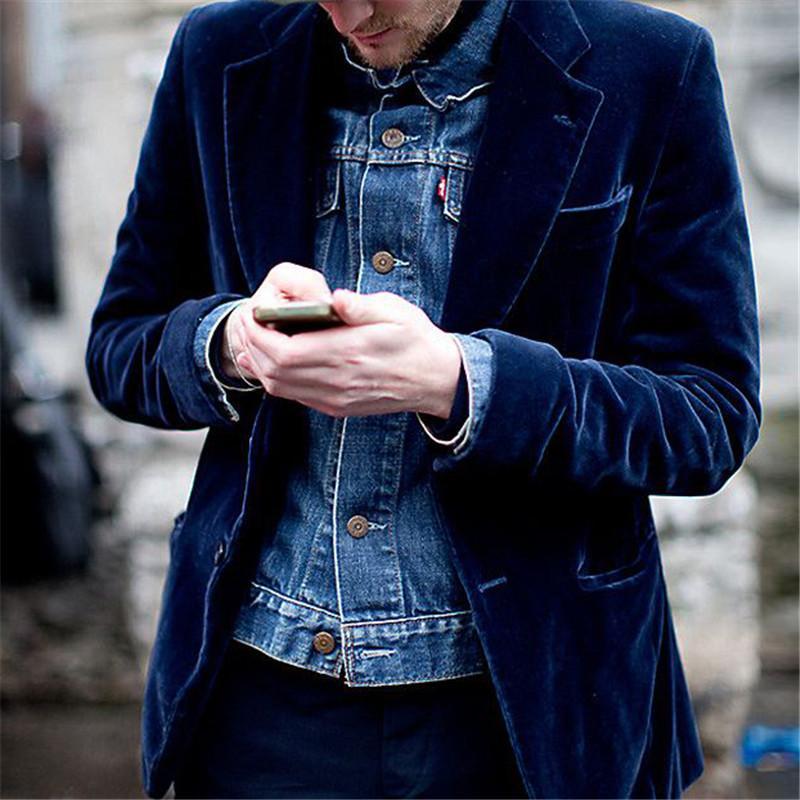 Men's Lapel Solid Color Corduroy Blazer