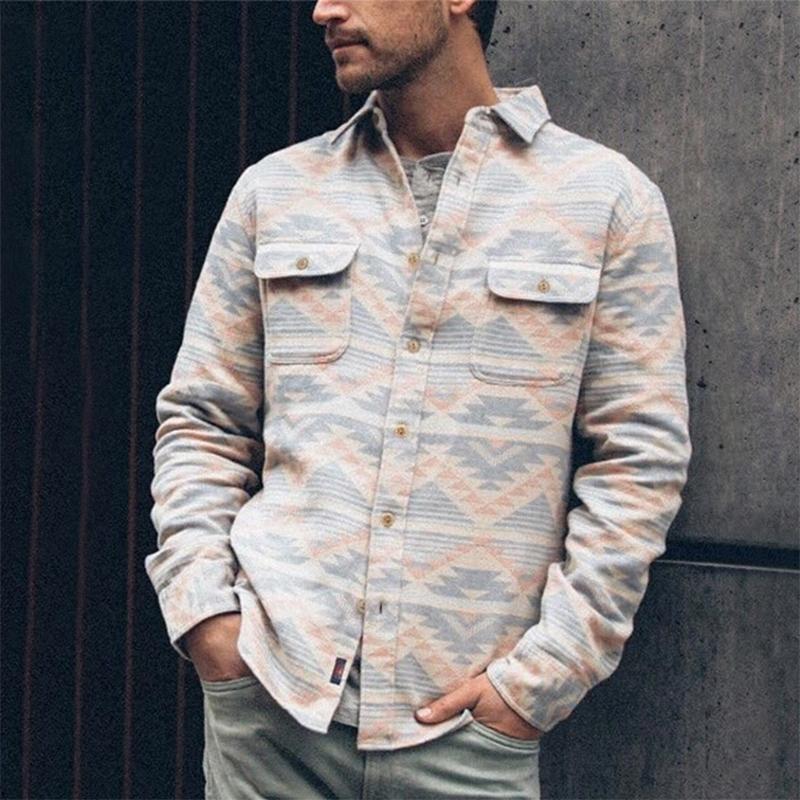 Fashion Men's Printed Colour Patch Pocket Jacket