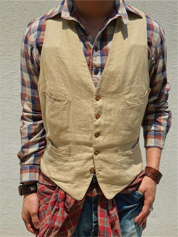Men's Pocket Solid Color Vest