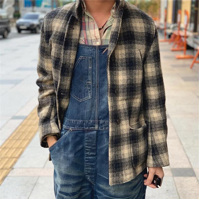 Men's Plaid Printed Wool Jacket