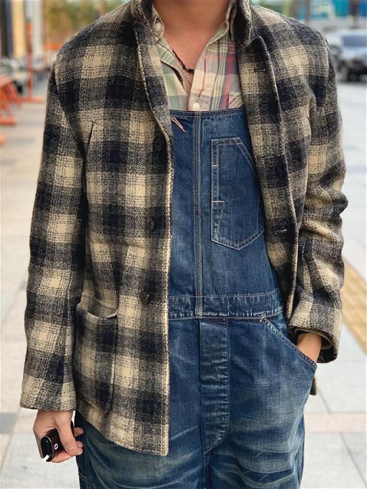 Men's Plaid Printed Wool Jacket