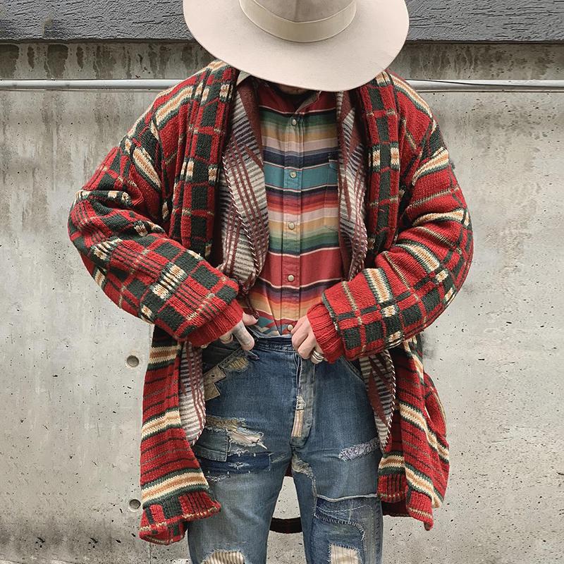 Fashion Contrast Color Loose Knit Jacket