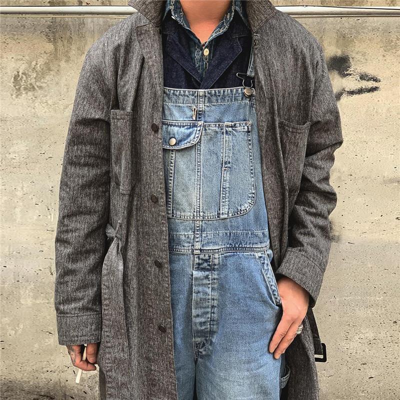 Men's Solid Color Belt Trench Coat