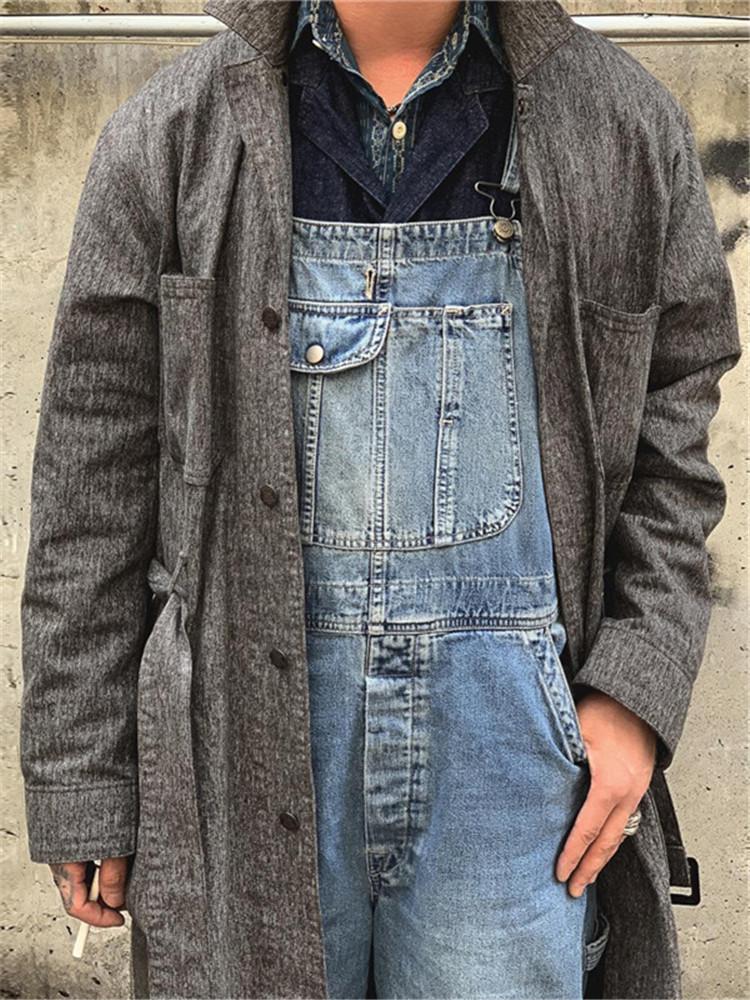 Men's Solid Color Belt Trench Coat