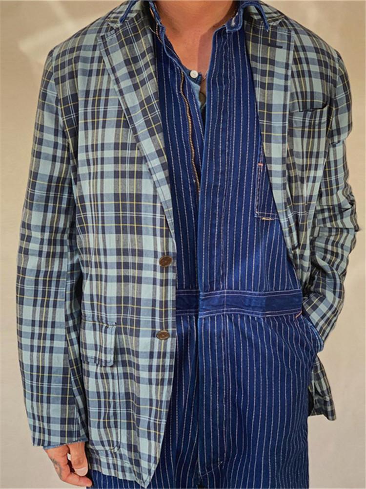Men's Loose Plaid Print Blazer