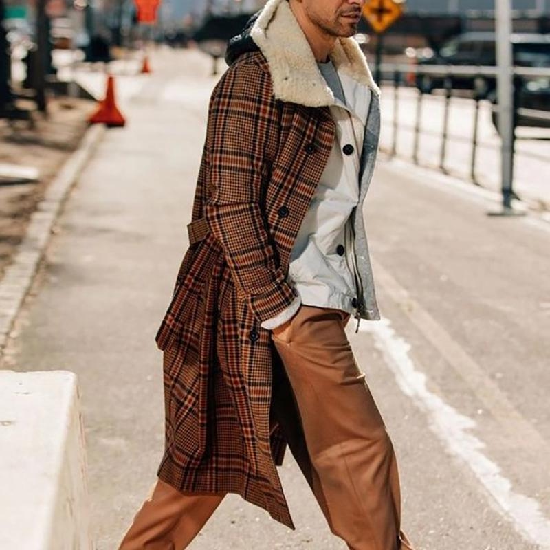 Classic Vintage Plaid Mid-Length Coat