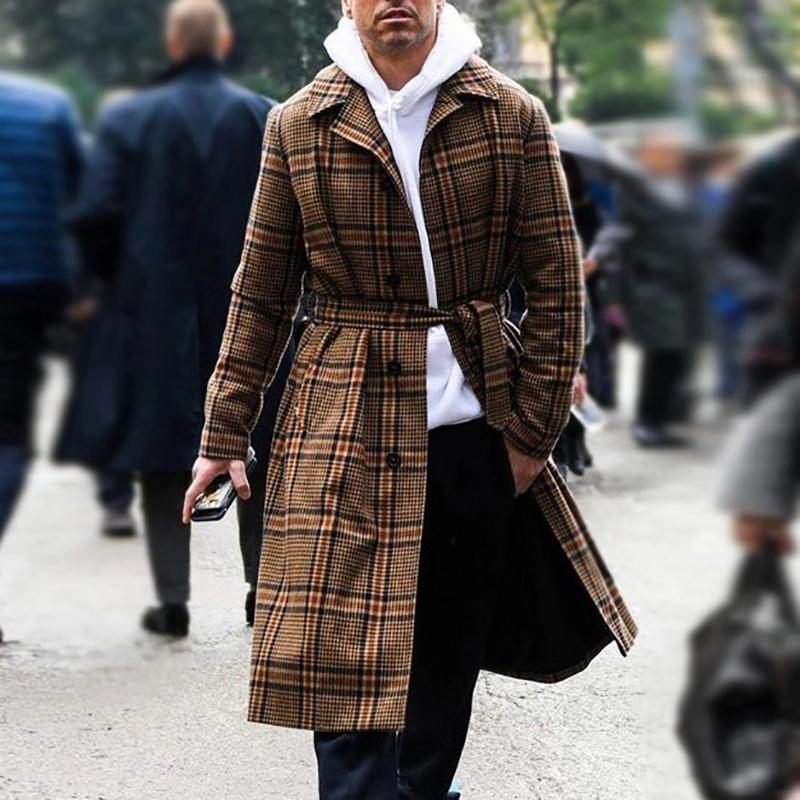 Classic Vintage Plaid Mid-Length Coat