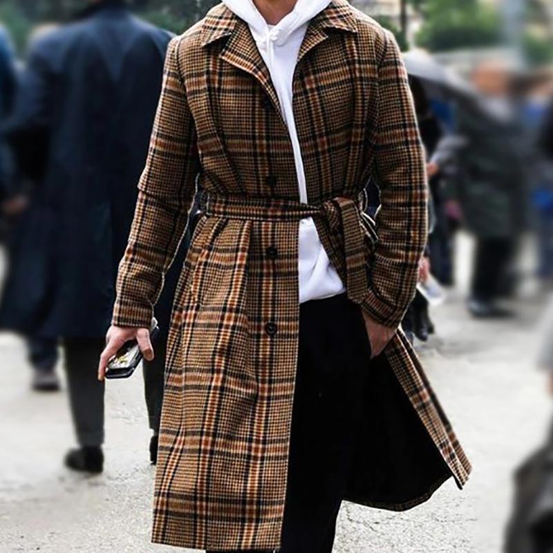 Classic Vintage Plaid Mid-Length Coat