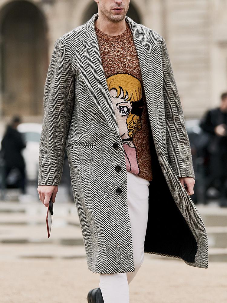 Casual Classic Lapel Mid-Length Coat