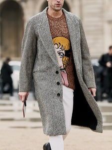 Casual Classic Lapel Mid-Length Coat