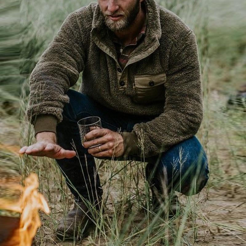 Casual Plain Decorated Button Pocket Sweater