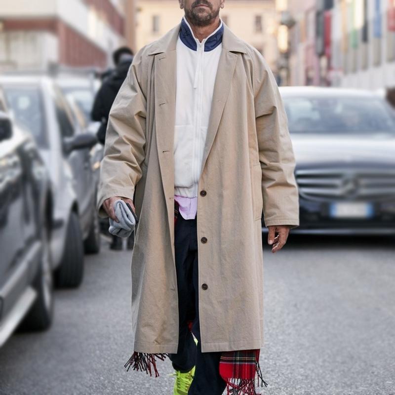 Casual Pure Color Lapel Single Breasted Trench Coat